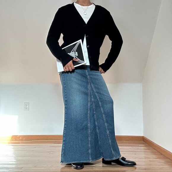 Lucky Brand Blue Maxi Denim Plus Size Skirt Size 14 - Picture 1 of 8